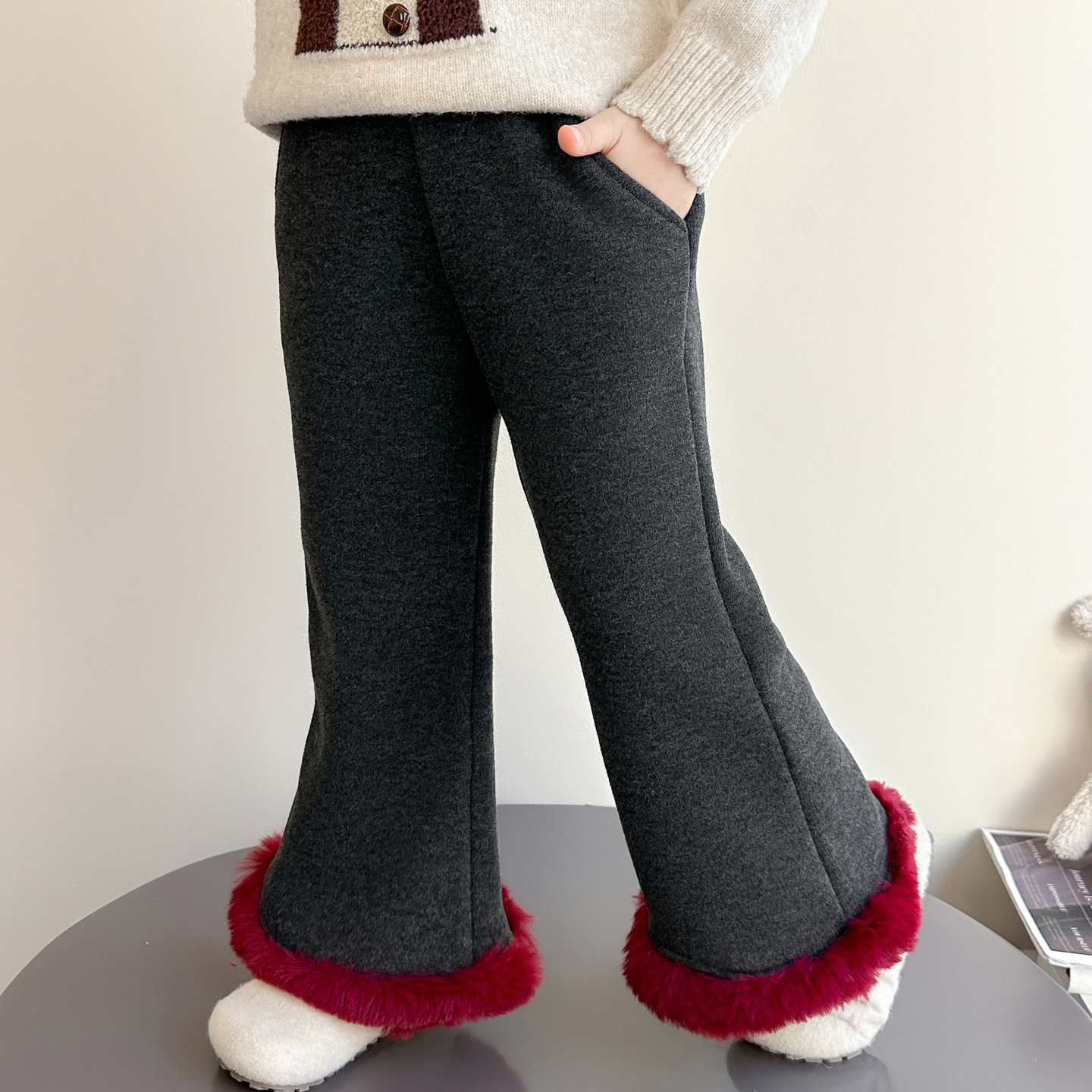 女童加绒裤子2025秋冬季新款