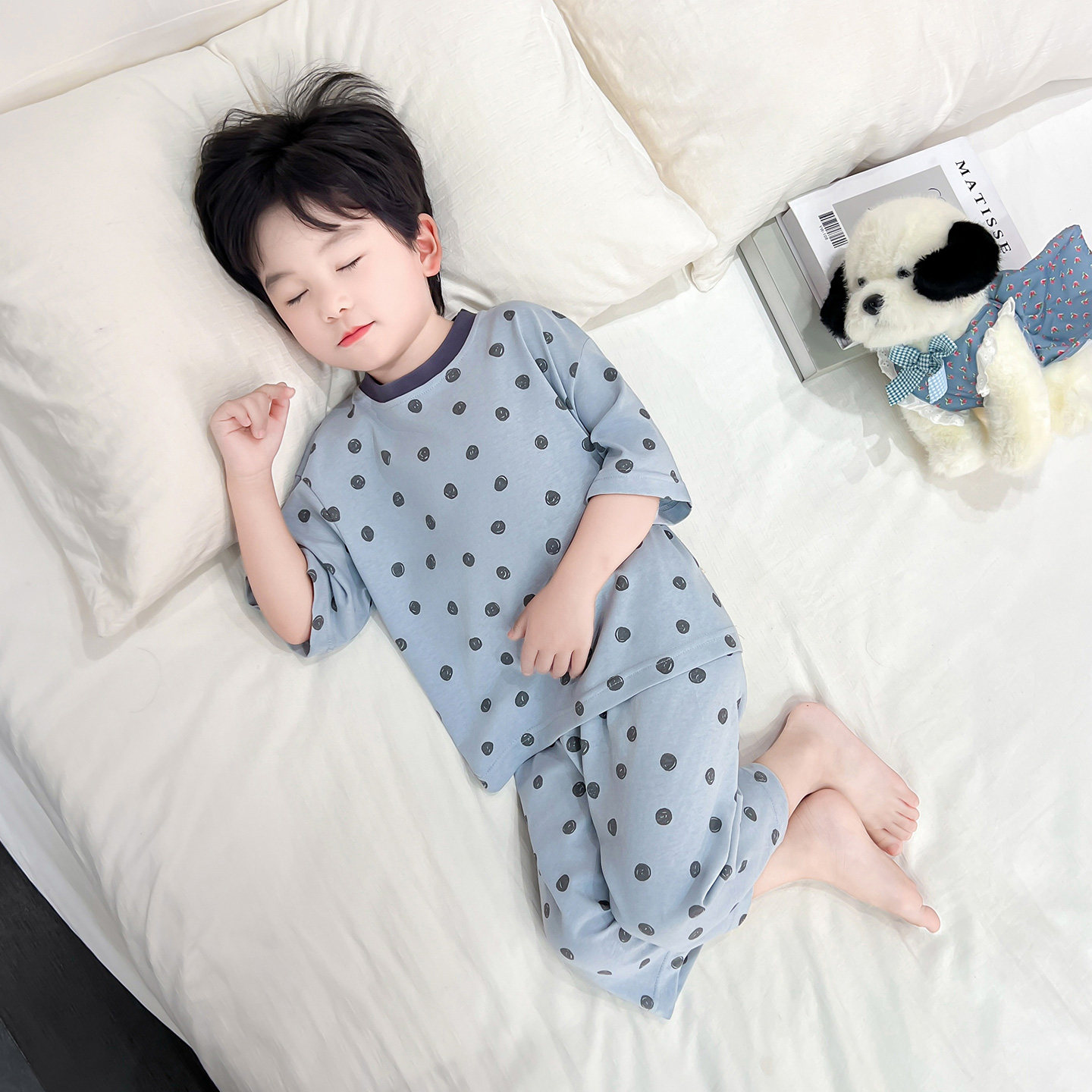 男童睡衣莫代尔2026夏季男宝宝薄款空调服男孩七分袖儿童家居服