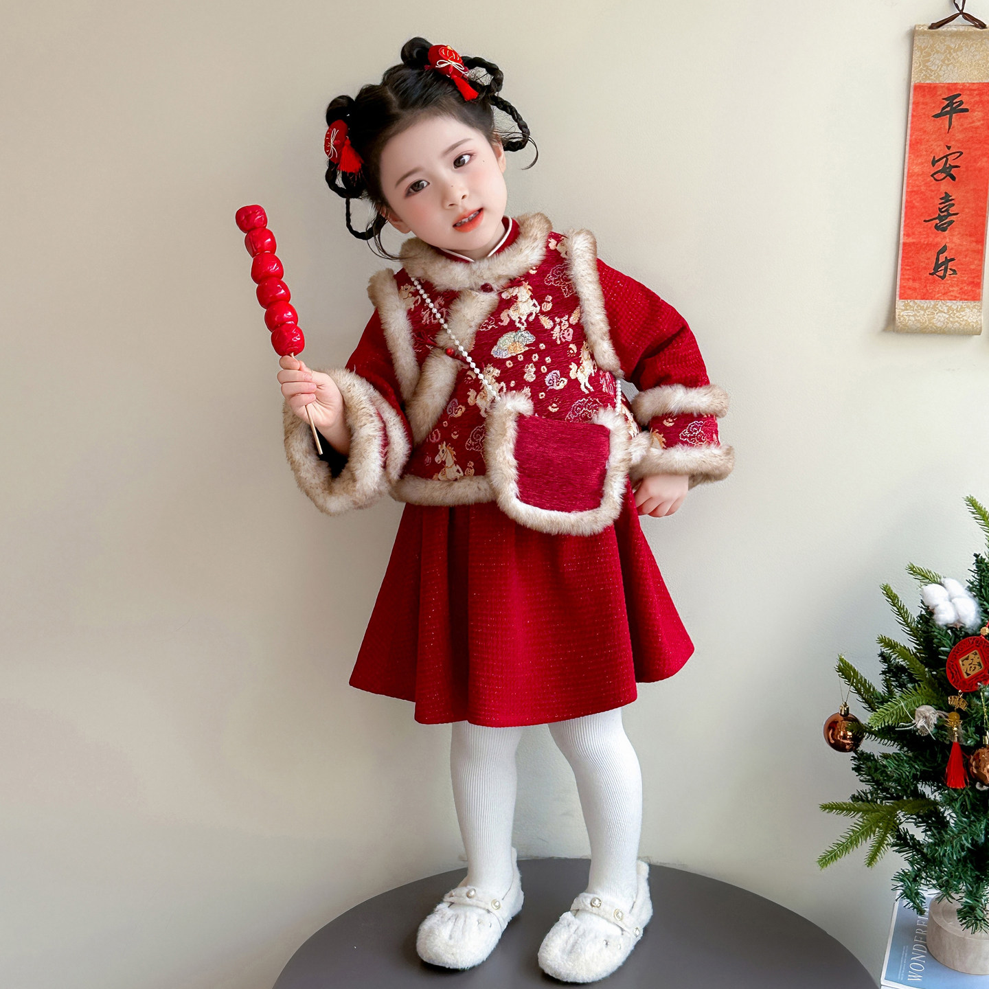 女童国风马甲裙子儿童洋气连衣服