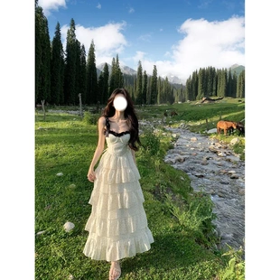 一顆甜桃 香榭奧黛麗 波點連身裙女夏日絕美小裙子吊帶 現貨