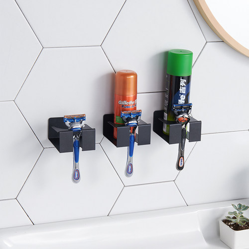 手动刮胡刀架挂免打孔挂钩剃须刀支架收纳壁挂卫生间浴室置物架