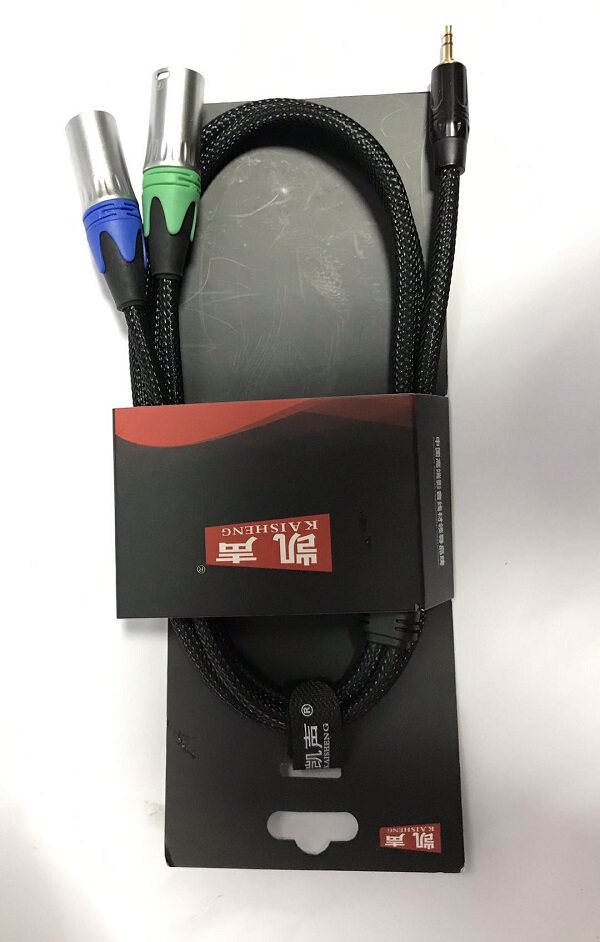 凯声一分二3.5转双卡侬公小三芯音频线 高端3.5对2个卡侬公音频线