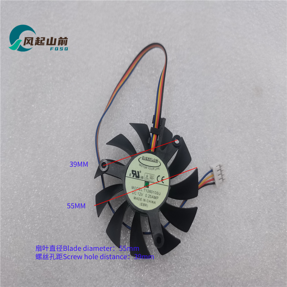 适用于T126010SU 直径55mm 孔距39mm 12V 软路由器散热显卡风扇