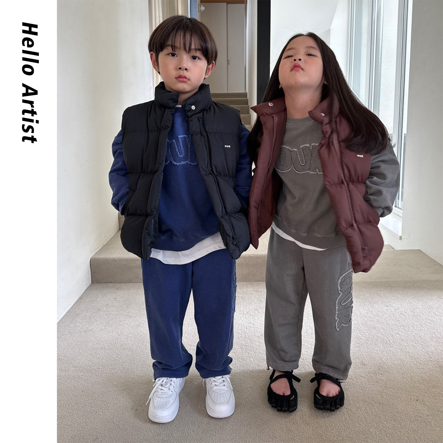 大童经典亲子纯色百搭薄棉马甲