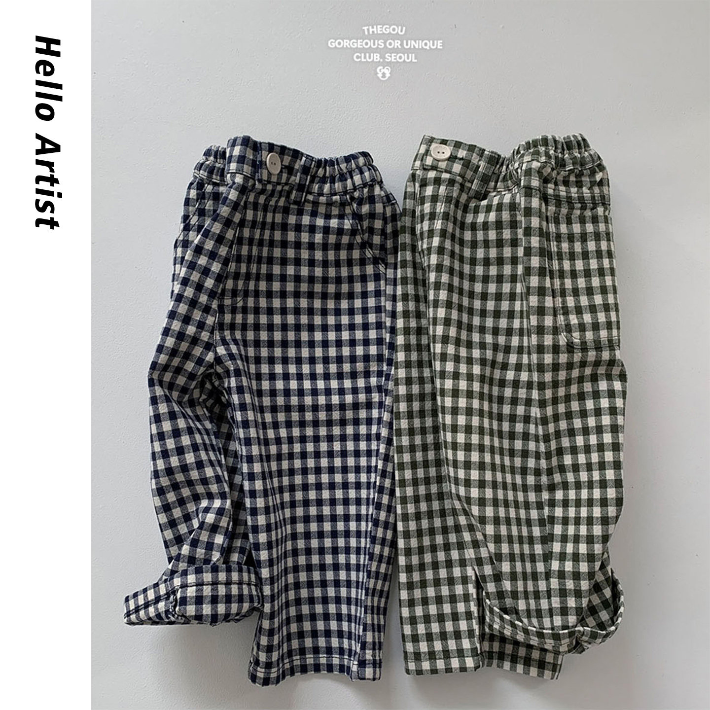 叮当森林韩国童装代购|26春新款Gou文艺慵懒格纹休闲长裤大童亲子,童装/婴儿装/亲子装,裤子,淘宝优惠券,粉丝福利购,淘宝优惠卷