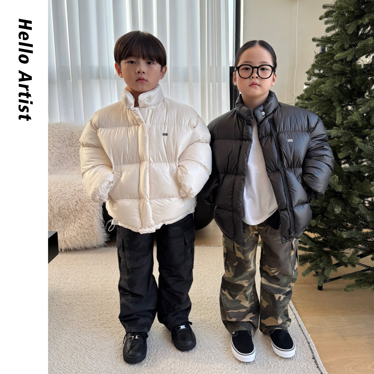 亲子纯色防风保暖面包棉服儿童