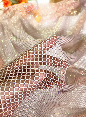 奢华钻石网布料AB彩高亮弹力网服装裙子礼服服装满钻高端定制面料