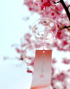 和风樱花挂件彩绘挂饰门窗创意礼物女友 肚皮家日本玻璃风铃日式