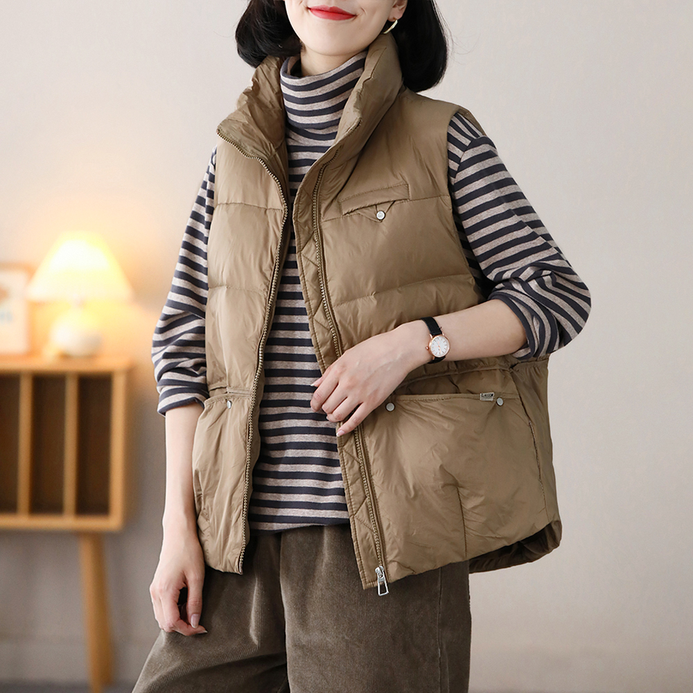 铜扣记气质白鸭绒立领