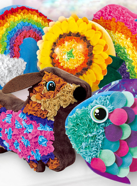 出口美国Plush Craft pillow儿童手工DIY戳戳乐抱枕材料包女生玩