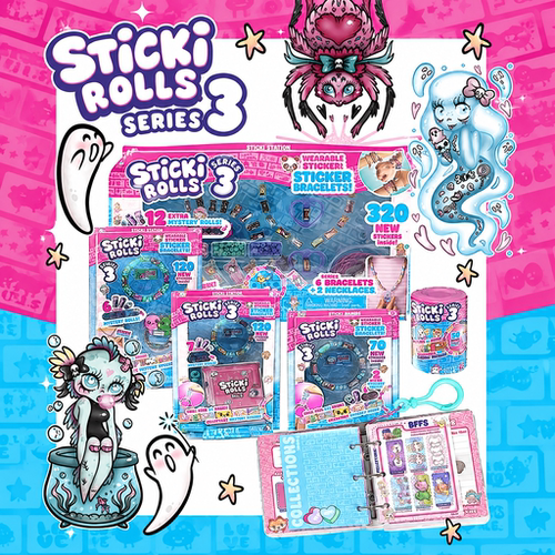 美国正品Sticki rolls3女孩时尚贴纸手链手环手工diy儿童礼物玩具