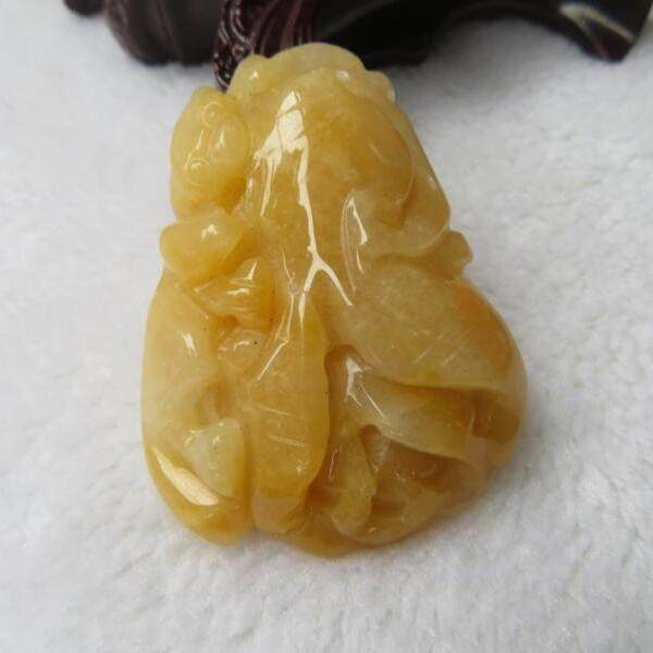 天然黄龙玉挂件吊坠男女款 长款百搭毛衣链玉佩挂饰包邮 百财如意