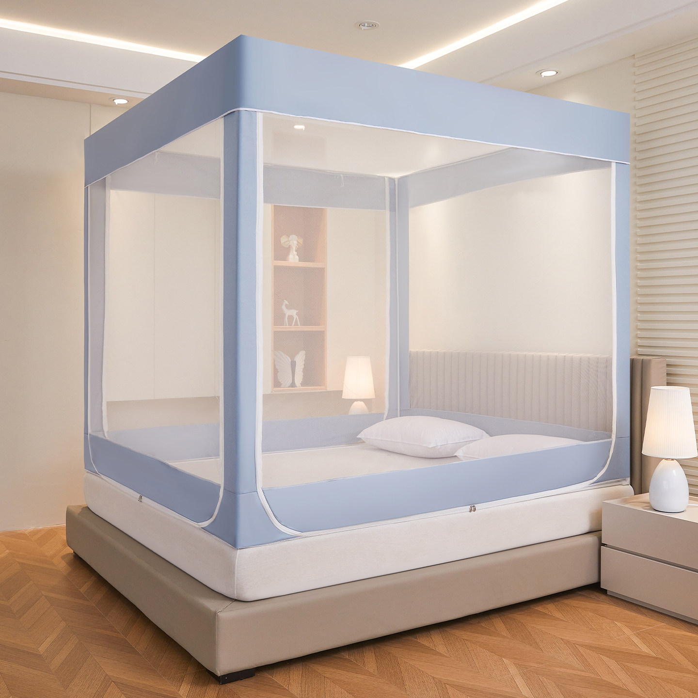 【吉杰推荐】奥若拉三开门坐床防摔蚊帐拉链方帐