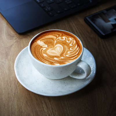 泼墨陶瓷咖啡杯碟套装日式高档精致个性卡布拿铁拉花杯子 260ml