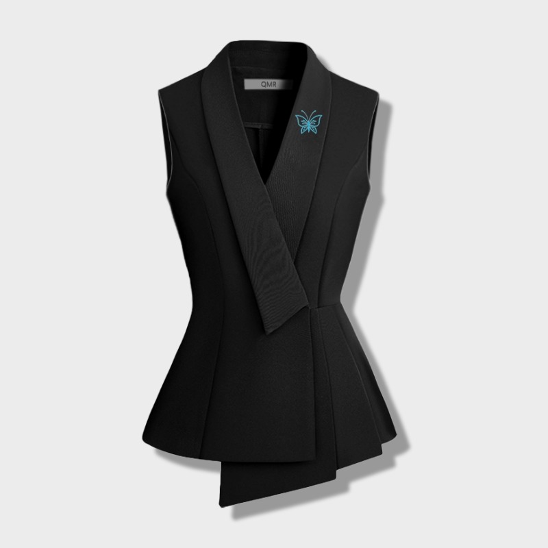 [0595-2马夹风]小众设计感刺绣西装马甲女装2025春秋叠穿马夹