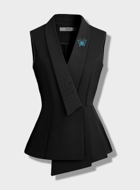 [0595-2马夹风]小众设计感刺绣西装马甲女装2025春秋叠穿马夹