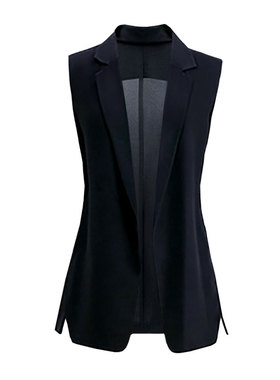 5789QMR2025透气雪纺马甲女夏无袖收腰开叉西装领开衫马夹披肩