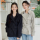 复古双排扣女休闲舒适通勤宽松英伦风衣外套 短款 风笛2026春季 新款