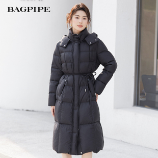 风笛2025冬季新款90鹅绒羽绒服女保暖长款过膝修身收腰显瘦外套