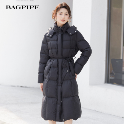 风笛2025冬季新款90鹅绒羽绒服女保暖长款过膝修身收腰显瘦外套