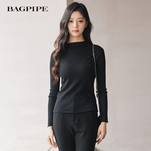 风笛2025冬季新款修身显瘦套头半高领针织衫女百搭气质长袖内搭