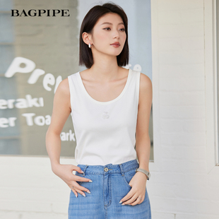 女 女士简约U领背心打底上衣遮副乳运动打底衫 风笛2025夏季 新款