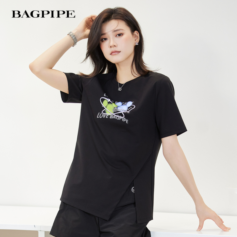 风笛新款白色短袖t恤女