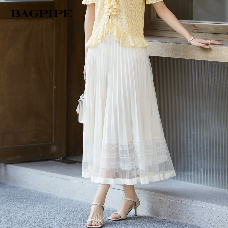 风笛2025夏季新款垂感白色高腰显瘦半身裙遮肚显瘦A字裙小个子裙