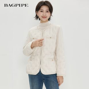 风笛2025冬季新款小香风轻薄短款羽绒服90白鹅绒收腰显瘦外套