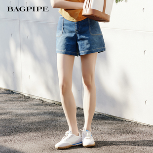 风笛 2026 夏季新品 复古蓝 A 字牛仔短裤 显高显瘦遮肉热裤女