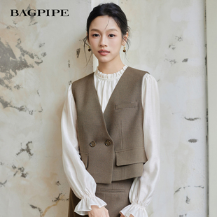 风笛2026春季新款英伦复古学院风马甲小个子穿搭通勤老钱风马甲