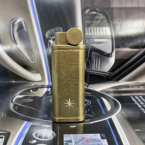 百诺金色复古纯铜点火器烟斗斜火