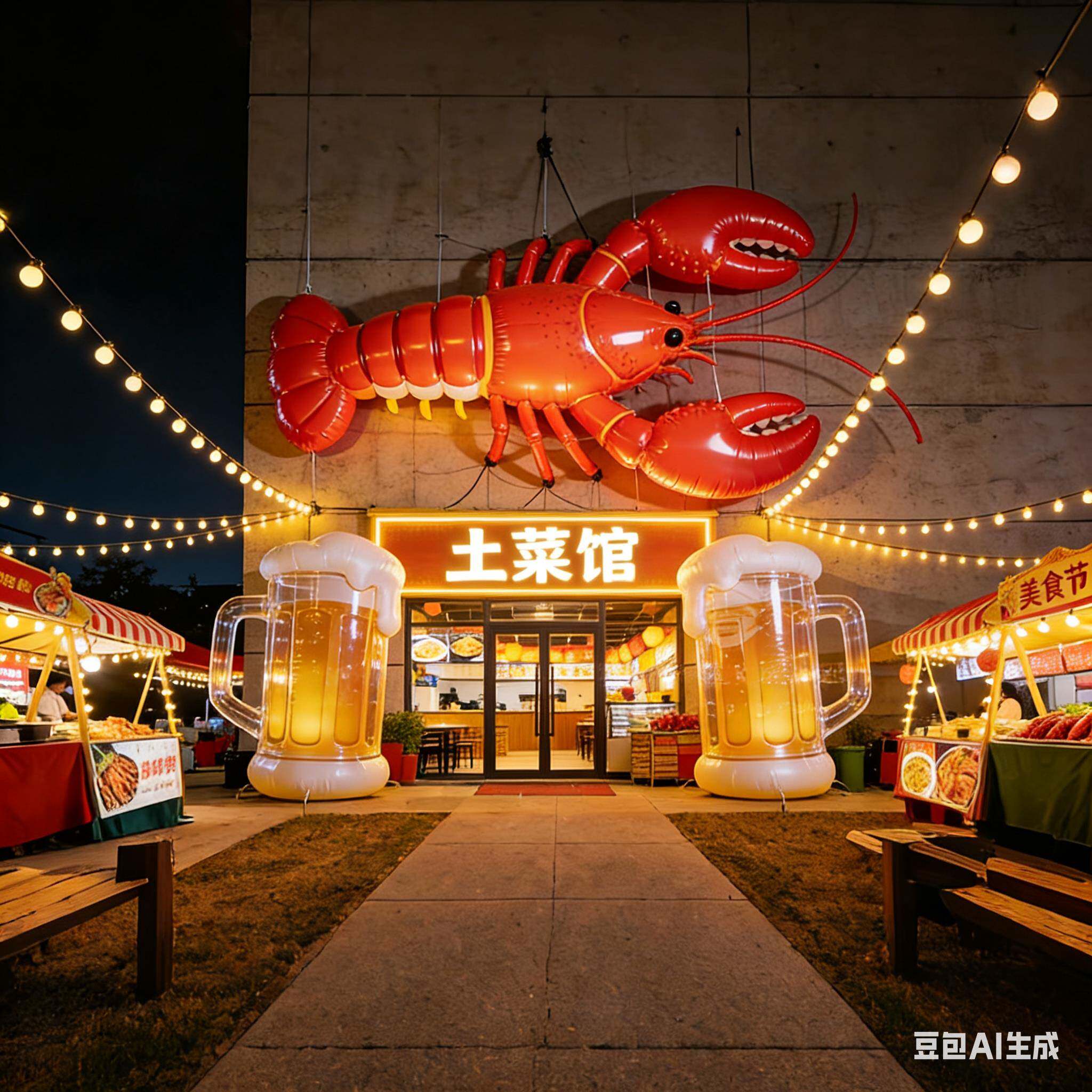 夜市烧烤店小龙虾啤酒瓶充气气模定制美食节活动装饰引流美陈道具