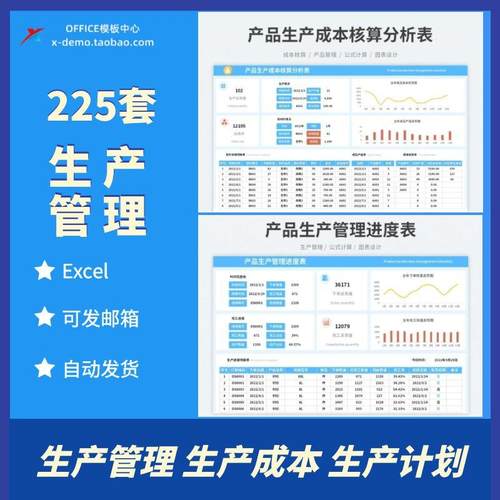 pmc生产计划自动排产表车间订单生产管理成本分析表进度可视化