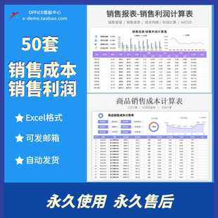 销售成本费用利润核算数据分析计算统计表Excel表格销售毛利报表