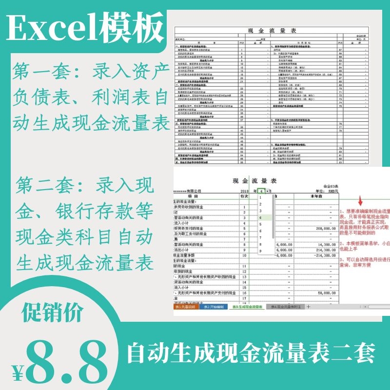 Excel表格模板录入资产负债表公式自动生成现金流量表杜邦分析表