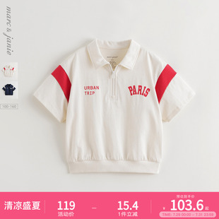 新款 马克珍妮男童美式 T恤上衣夏装 学院休闲polo衫 550577 儿童短袖