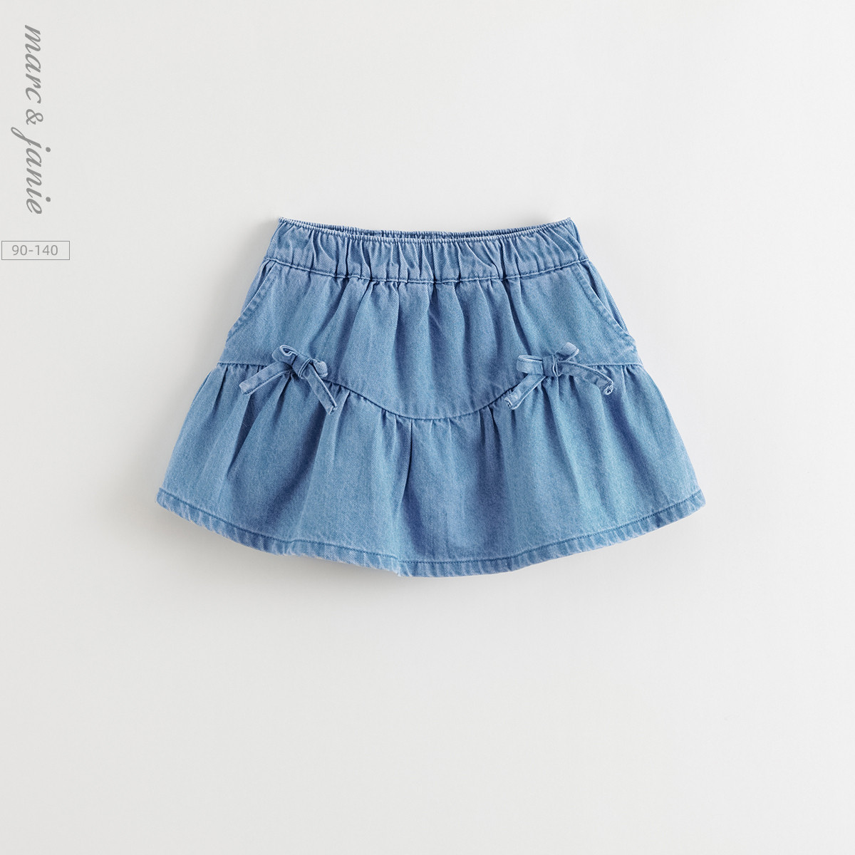 马克珍妮女童甜美蝴蝶结牛仔裙裤 宝宝短裙半身裙夏装新款55086