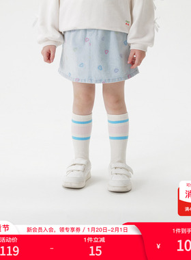 马克珍妮女童花苞牛仔绣花短裙 儿童半身裙2025年春装新款250201