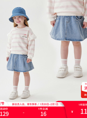 马克珍妮女童甜酷软牛仔半身裙宝宝短裙2025年春夏新款裙子250202