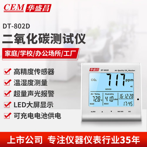 CEM华盛昌二氧化碳检测仪温湿度检测室内空气质量检测仪DT-802D - 封面
