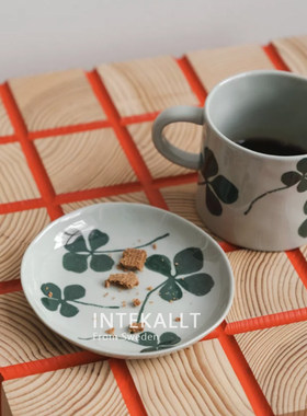 北欧FLD四叶草茶杯马克杯咖啡杯小蝶创意水杯早餐杯办公室水杯