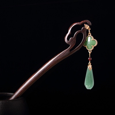 发簪吊坠配件簪子流苏黑檀木配套