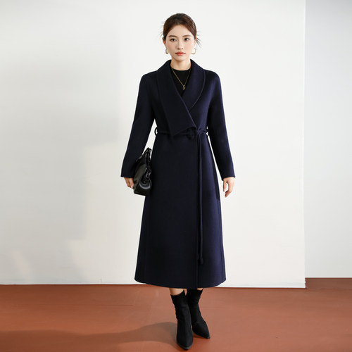 中长款羊毛大衣女翻领宽松妈妈装