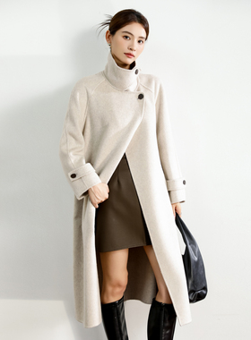 高端双面呢羊绒羊毛大衣女中长款立领2025秋冬韩版毛呢外套15813