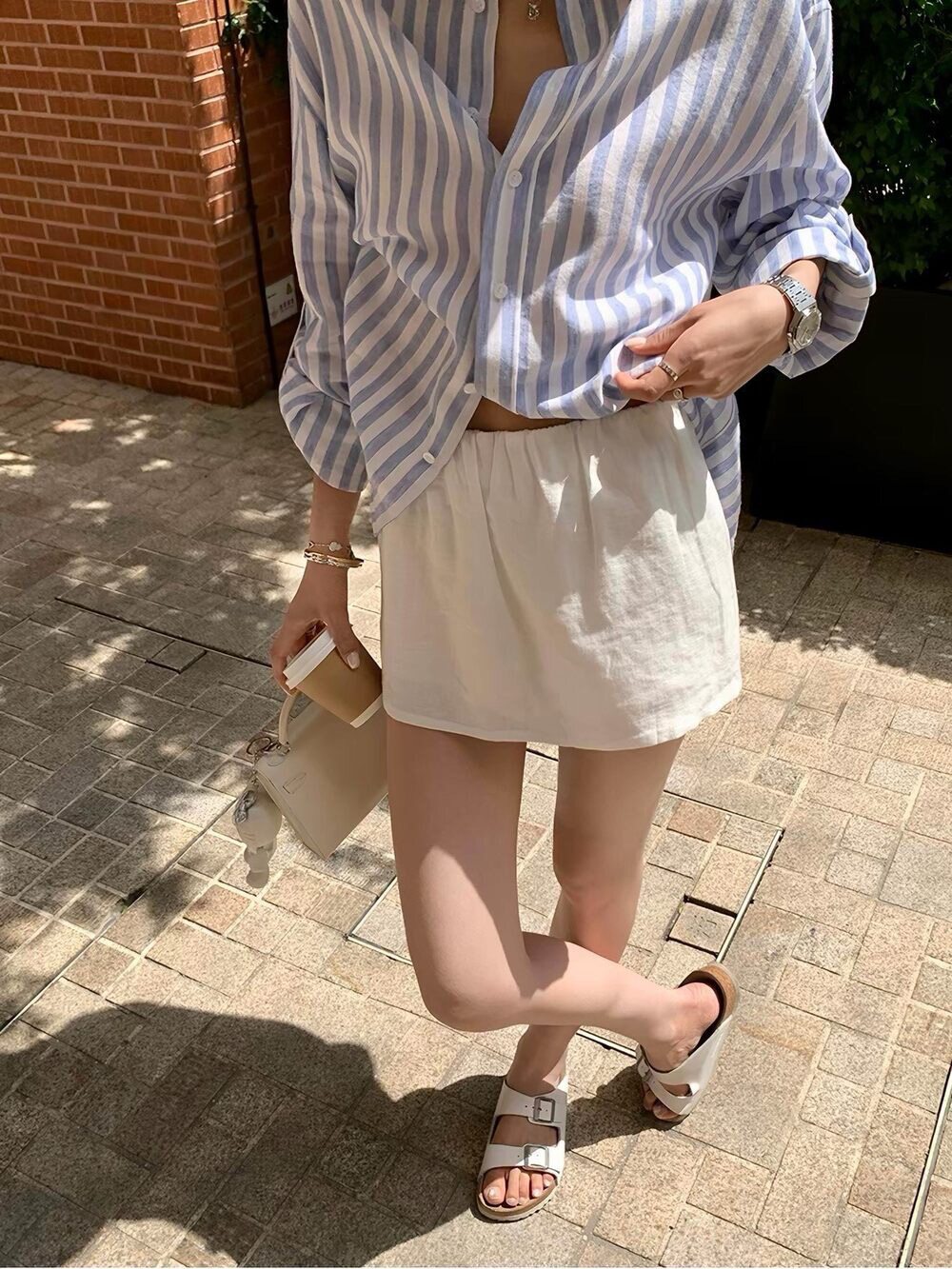 夏季女装百搭A字裙修身显瘦含安全裤半身裙纯色短裙百搭下装