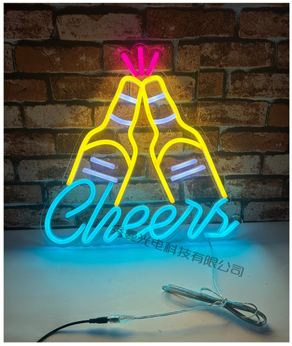 CHEERS NEON SIGNS 干杯霓虹灯 亚马逊同款透明啤酒杯灯牌 亚克力