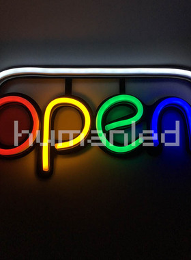 黑色亚克力LED广告牌 OPEN柔性霓虹灯英文字制作 霓虹标识 可定制