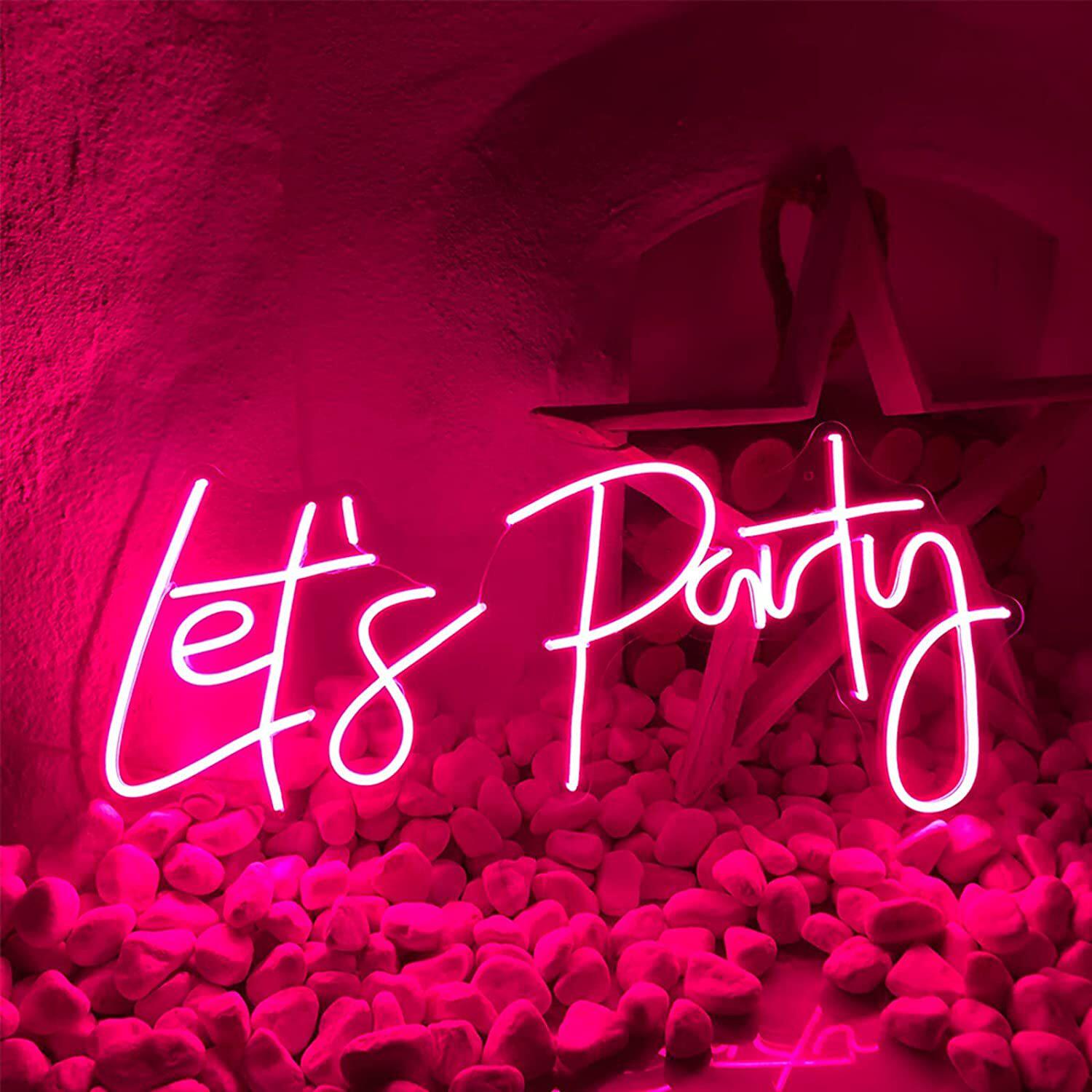 暖白/粉色Let's party霓虹灯派对用品氛围装饰LED霓虹灯5V/12V