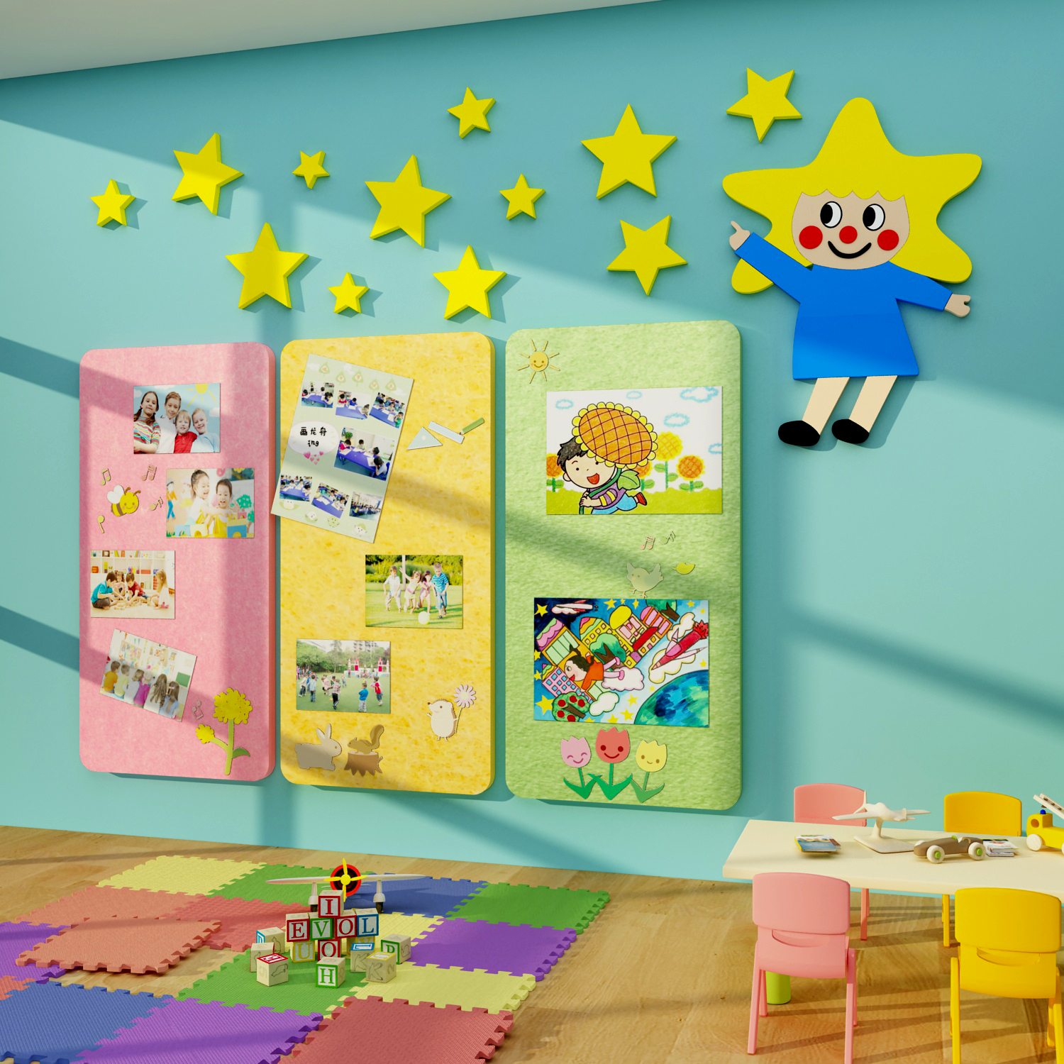 博尼亚幼儿园画室立体墙贴